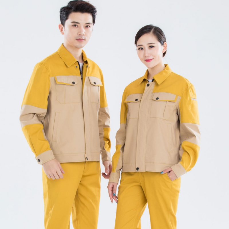 工作服装驼色拼黄色AC14-4